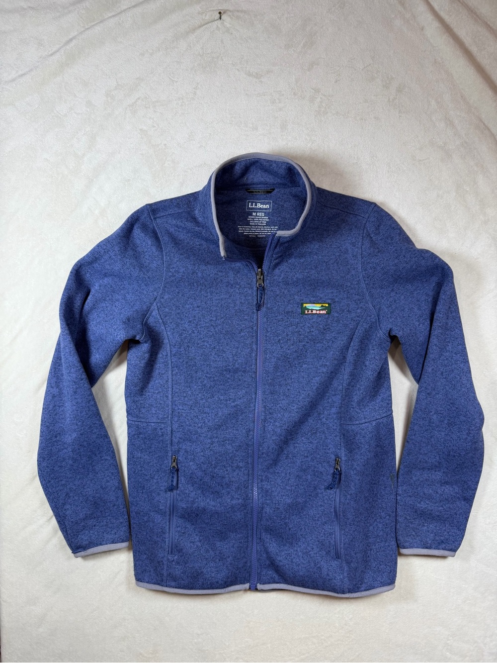 L.L. Bean Women’s Medium Reg Heathered Blue Full-Zip Fleece Jacket